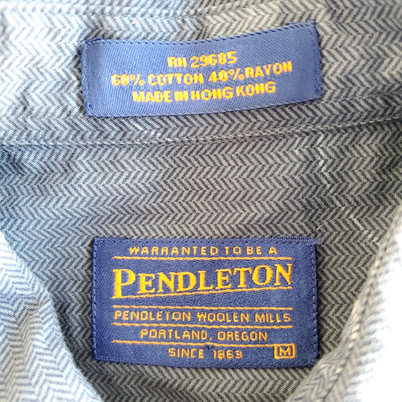 Pendleton Mens Size Medium Button Up Blue Fly Fishing Short Sleeve‎ Cotton Shirt - Picture 2 of 3